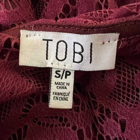 Tobi Womens My Lace Or Yours Bodycon Mini Dress Burgundy Long Sleeves size Small - Picture 9 of 12